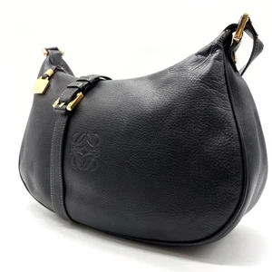 LOEWE Shoulder Bag Tote Bag Hobo Anagram Black Women's USED FROM JAPAN - Picture 1 of 10