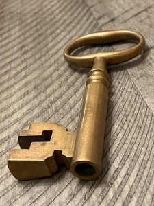 Antik Messing Fein Drehhalsband RAR Grob Skelett Schlüssel 102225iA@ - Bild 1 von 6