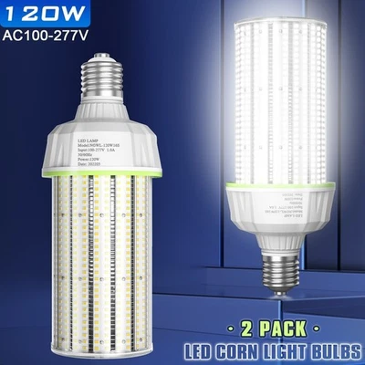 2Pack 120W LED Corn Cob Bulbs 5000K For Warehouse Workshop Light E39 Mogul Base - Image 1 of 4