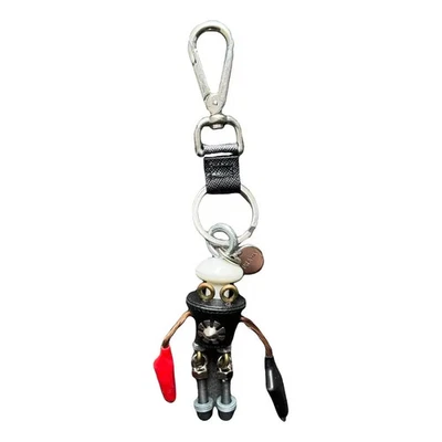 Mixed Media Prada Robot Key Chain or Bag Charm with Saffiano black leather body - Image 1 of 4
