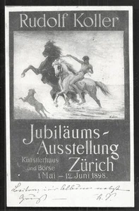 Zürich Rudolf Koller Horse Ausstellung Exposition Switzerland stamp 1898 - Picture 1 of 2