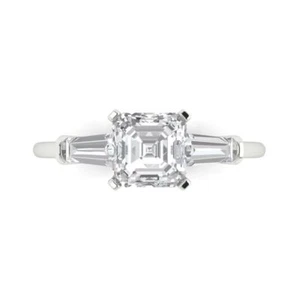 1.62 emerald Cut Baguette Engagement Anniversary 3-Stone Promise Ring 14K Gold - Picture 1 of 11