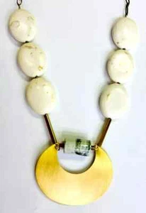 HSN David Aubrey Sahara Porcelain & White Gemstone Fashion Necklace - Picture 1 of 6