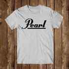 Pearl Drums Drumheads Logo Men's Grey T-Shirt Size S-5Xl
