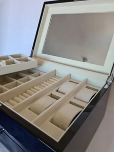 Wooden Jewellery Box 3 Layer Large Storage Capacity - Mirror & Drawer - Picture 1 of 9
