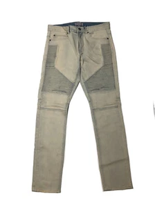 Bullhead Men's Stacked Skinny Moto Denim Jeans Size 30x30’- Light Yellowish Tan - Picture 1 of 9