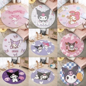 My Melody Kuromi Round Rug Pad Bedroom Plush Floor Mat Cartoon Carpet Decor 80cm - Picture 1 of 27