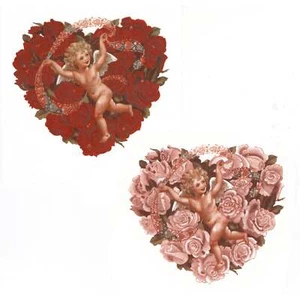 Viktorianische Rose Herz Cherub Überglasur Wasserrutsche Keramik Aufkleber - Bild 1 von 7