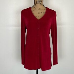 Chico's Travelers Slinky Cardigan Size 0 US S Color Red Buttoned Long Sleeves