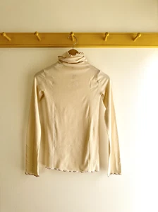 BASERANGE organic cotton rib "Omoto Turtleneck" cream ivory NWT new w tags M - Picture 1 of 7