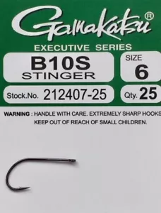 25 GAMMAKATSU B10S STINGERHAKEN - SIE WÄHLEN DIE GRÖSSE. FLIEGENBINDUNG. STREAMER HAARKÄFER - Bild 1 von 1