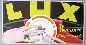 Late 1920's LUX SOAP Trolley Advert Card: Lux Banishes Dishpan Hands - Picture 1 of 2