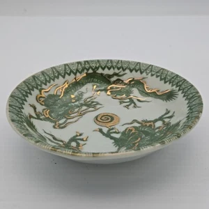 Vintage Japan grün weiß Gold Drachen Imari Ware kleine Schüssel 5" - Bild 1 von 3