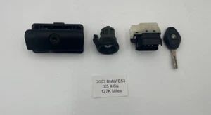 ๐ 00-06 BMW X5 E53 IGNITION SWITCH CYLINDER + GLOVE BOX LOCK SET + 1 KEY OEM - Picture 1 of 10
