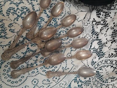 Conjunto de 11 colheres galvanizadas Gorham Victorian Design 1897 - Imagem 1 de 4