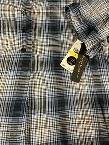 Donna Karan Sleepwear Women’s Size M Soft Flannel Long Gown in Grey/Blue Plaid - Picture 1 of 8