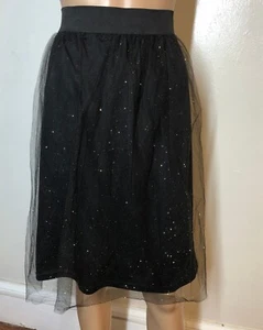 NEW Carolyn Taylor Tutu Skirt Sz L NWT Black Tulle Glitter Knee Length Party - Picture 1 of 11