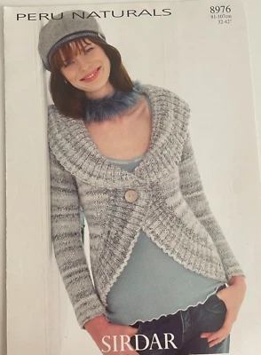 Ladies scoop neck cardigan KNITTING PATTERN Long sleeve one button Sirdar 8976 - Image 1 of 4