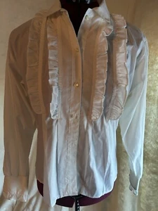 "Peddlers II" Womens/teen blouse - White long sleeve w/ruffle/collar/ Sz. 7 - Picture 1 of 4