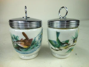 Two Royal Worcester Bird Condiment Jar Sparrow Birds - Picture 1 of 6