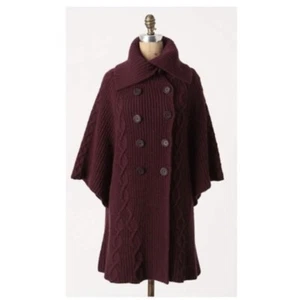 Anthropologie CHARLIE & ROBIN Purple Golden Gate Cardigan Cable Knit Sweater - Picture 1 of 12