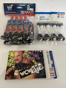 Vtg NOS 1999 WWF Wrestling LOT Party Favors Rock Stone Cold Undertaker WCW NWO - Picture 1 of 6