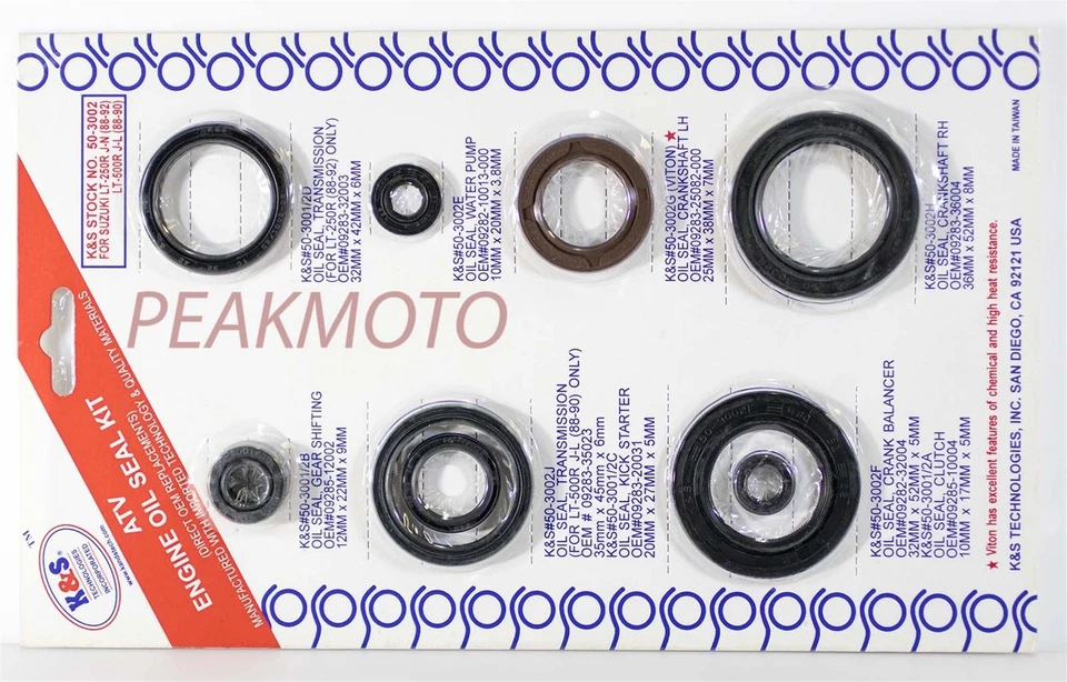 Kit de sellado de aceite de motor Quadracer Suzuki LT250R 1988-1992 K&S Technologies 50-3002 Foto 1 de 1