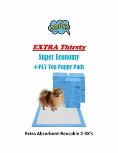 600 17x24" Extra Thirsty Flat Top Extra Absorb Super Economy Puppy Piddle Pads - Picture 1 of 2
