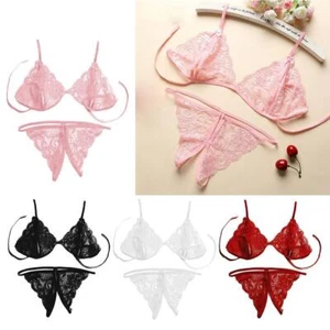 Women's 2 Piece Open Bra and Thong Panty Set - Picture 1 of 5