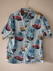 Mens button down casual shirt with classic car print - size XL
