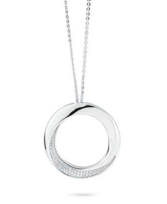 Collana Boccadamo Donna Bronzo Placc. Argento Cerchio Pavè di Zirconi _KGR044 - Immagine 1 di 3