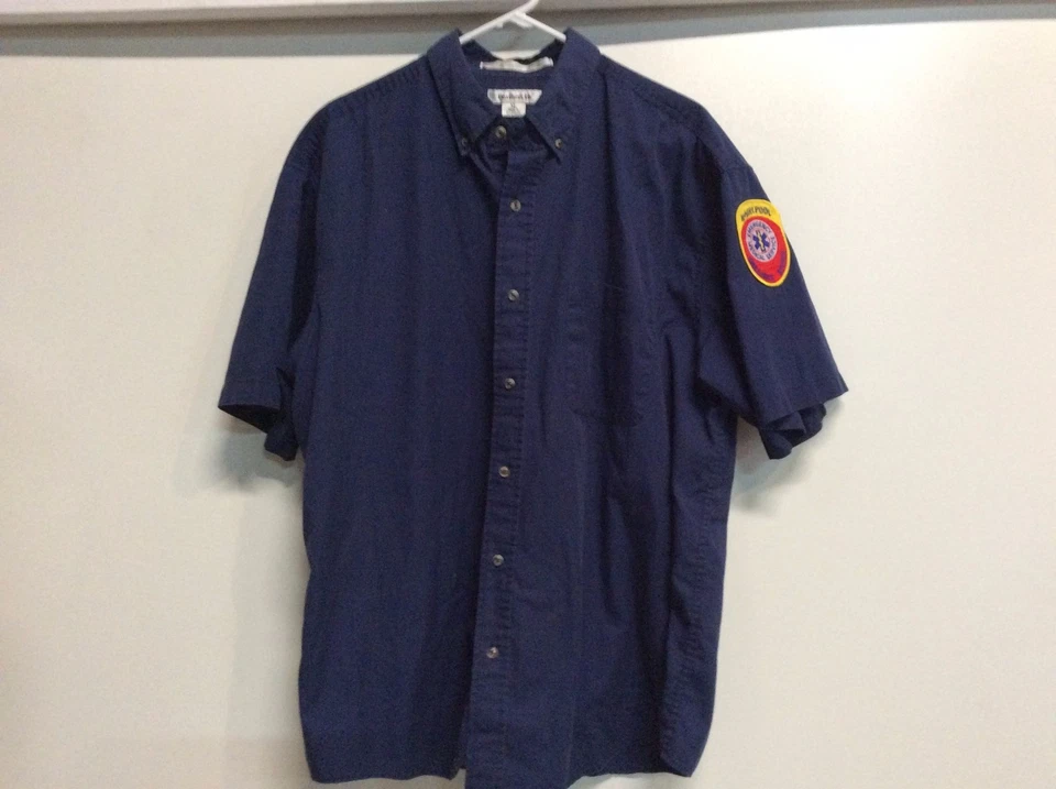 FEATHER LITE Short Sleeve Stain-Resistant Twill Shirt Blue Men's Size XL EMT EMS - Image 1 of 4
