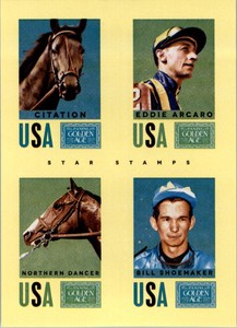 2014 Panini Golden Age Star Stamp #17 Citation/Arcaro/Northern Dancer/Shoemaker 