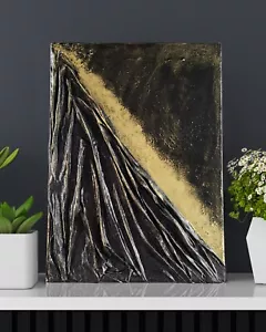 The Unraveling – Acryl mit Textilstruktur und Vergoldung auf Leinwand 30 x 40 cm - Bild 1 von 7