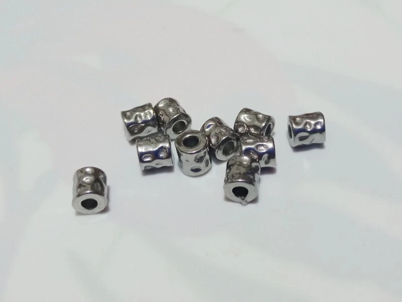 10pz perline in acciaio inox spacer separatori tubo 4x4mm colore argento scuro - Immagine 1 di 1