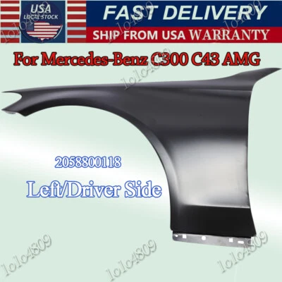 Fender Fit 15-2022 Mercedes Benz C300 Front Driver Side OE 2058800118-PFM Black - Image 1 of 4