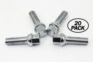 20 14x1.5 28mm Chrome Lug Bolts Ball Seat Mercedes S500 S550 S63 S65 S Class - Picture 1 of 3