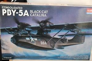 1/72 Scale Academy PBY-5A Black Cat Catalina Airplane Model Kit 2137 BN Open Box - Picture 1 of 3