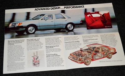 1984 FORD TEMPO ORIGINAL MAILER MINI FOLDOUT BROCHURE PAMPHLET AD-84 GLX - Image 1 of 3