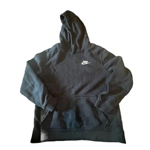 Vintage Nike Kids Medium M Swoosh Black Hoodie Sportswear - Picture 1 of 6
