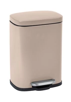 WENKO Treteimer Kosmetikeimer Leno Taupe 5 Liter Absenkautomatik Edelstahl - Bild 1 von 2