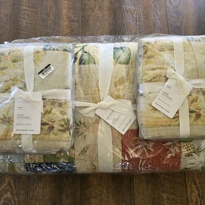 Pottery Barn Island Patchwork Reversible Lanai KING Quilt & 2 King Shams NEW - Image 1 of 4