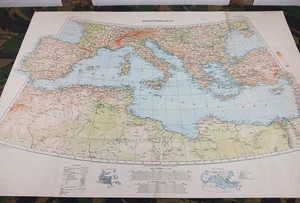 Mapa británico de la Segunda Guerra Mundial del "MEDITERRÁNEO" (NORTE DE ÁFRICA, ITALIA, SICILIA, GRECIA, etc.) - Imagen 1 de 21