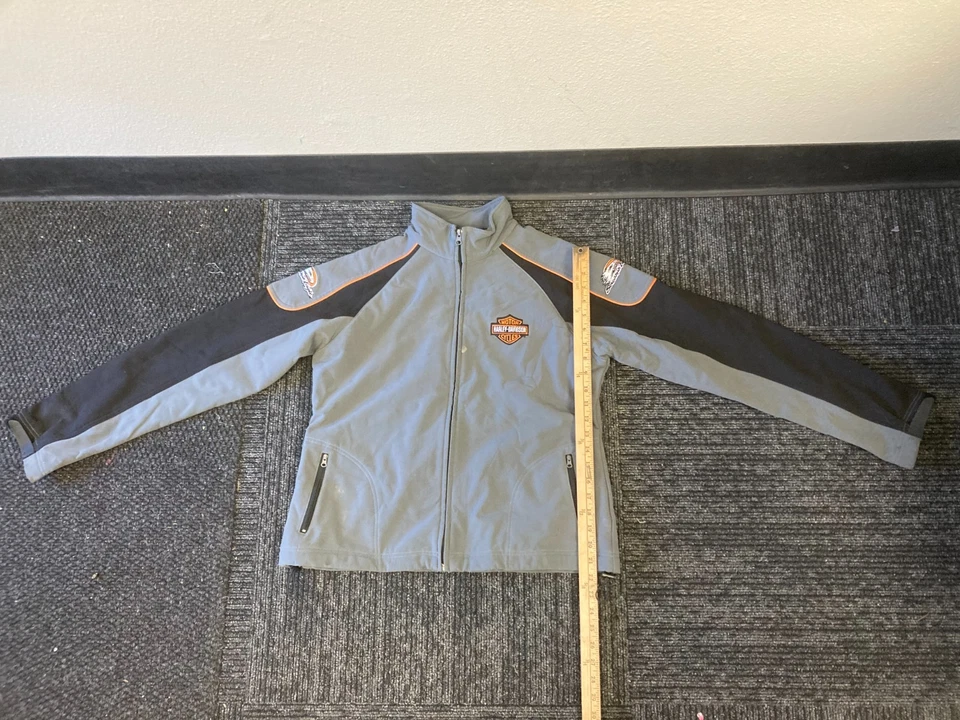 Chaqueta para mujer Harley Davidson naranja negra gris forrada de nailon con cremallera XL Foto 1 de 4