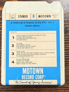 Stereo 8 Motown The Sound of Young America Vol.5 8-Track Tape Cartridge Vintage - Imagen 1 de 4