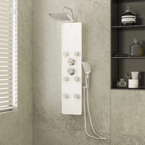 Panel ducha de vidrio 25x47,5x130 cm negro/Blanco Baño Aseo Personal vidaXL - Imagen 1 de 21