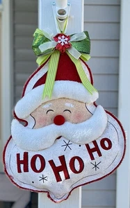 Urlaub bemalt Sackleinen Stoff 3D Santa HO HO Weihnachten Tür Wandbehang Dekor - Bild 1 von 9