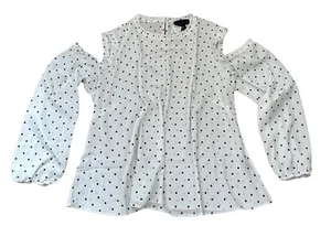 Attention Womens Blouse Top Cold Shoulder Polka Dot size XL New - Picture 1 of 6