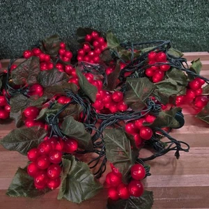 Vintage Lot of 3 10 Clusters of 10 Red Grapes String Light 129” Length - Picture 1 of 5