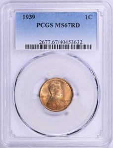 1939 Lincoln Cent PCGS MS67 RED - Picture 1 of 3